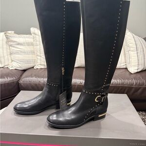 Vince Camuto Black Over the Knee Boots with Sleek Design and Low Sturdy Heel